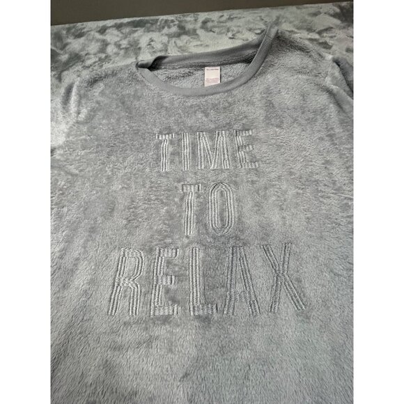 Secret Treasures "Time To Relax" Womens 2X Grey Plush Sweatshirt Sweater - Picture 9 of 10